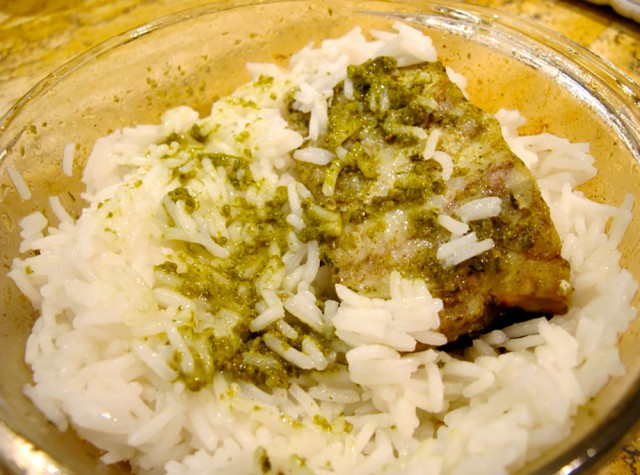 Recette express de riz et colin au pesto au micro ondes